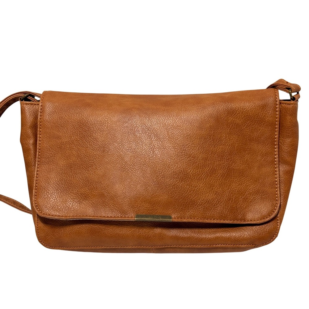 Thirty-One‎ Studio Flap Caramel Brown Faux Leather Crossbody Bag Handbag
